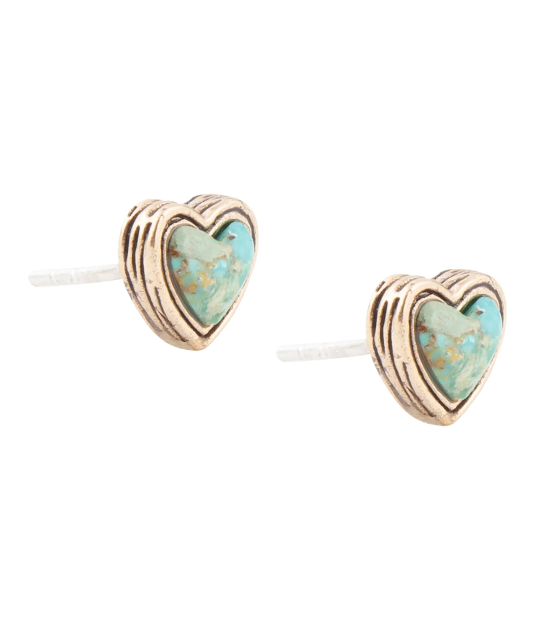 Heart Blue Turquoise Golden Stud Earrings sold by Zulily product image thumbnail 4