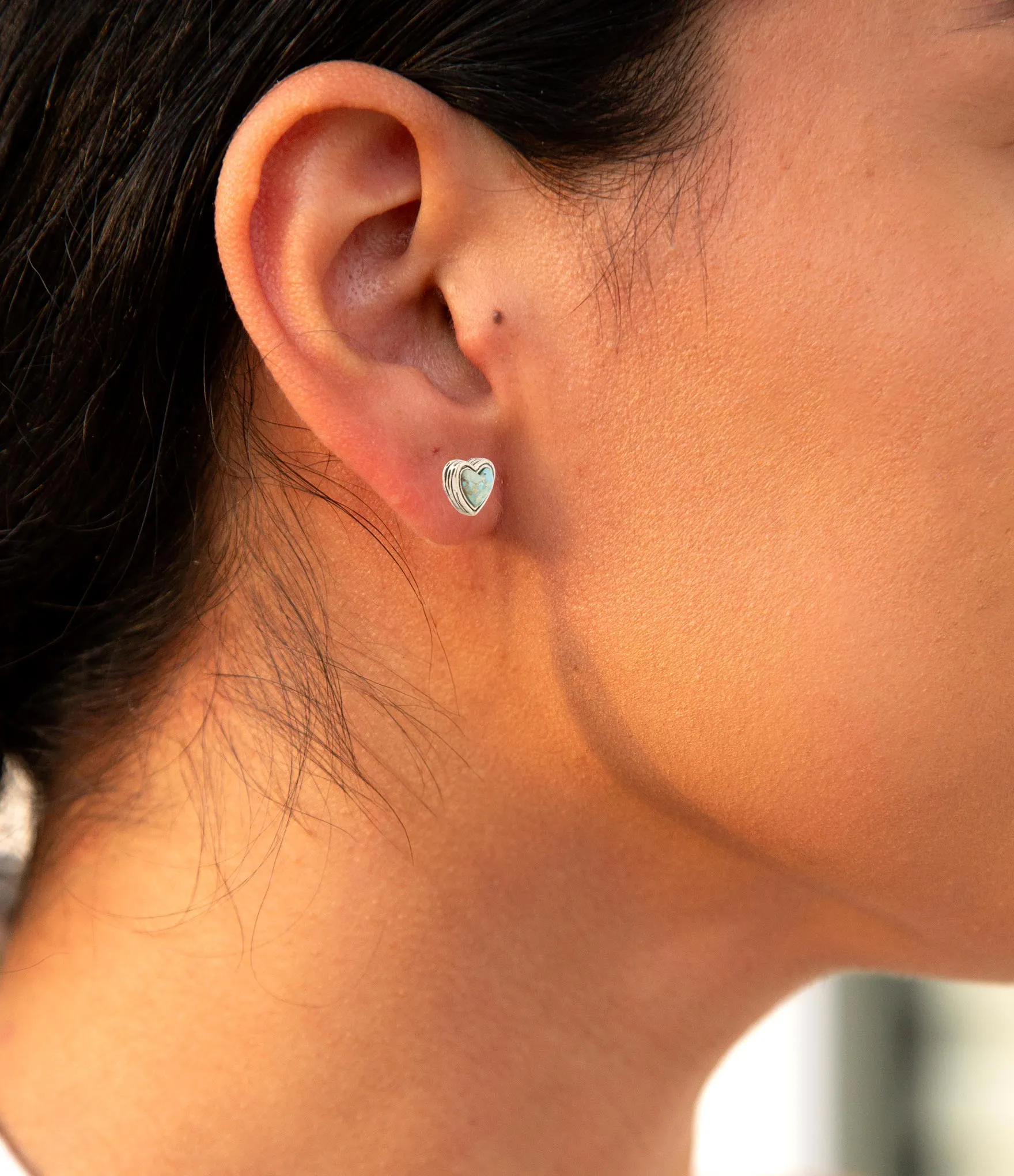 Heart Blue Turquoise Golden Stud Earrings sold by Zulily product image thumbnail 2