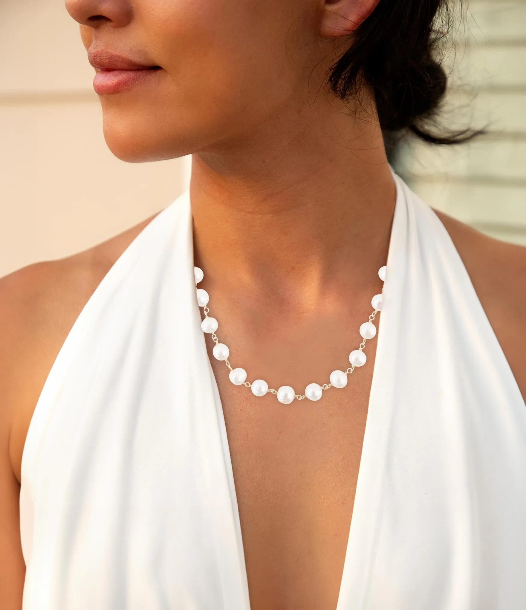 Golden Chain and White Pearl Necklaces sold by Zulily product image thumbnail 2
