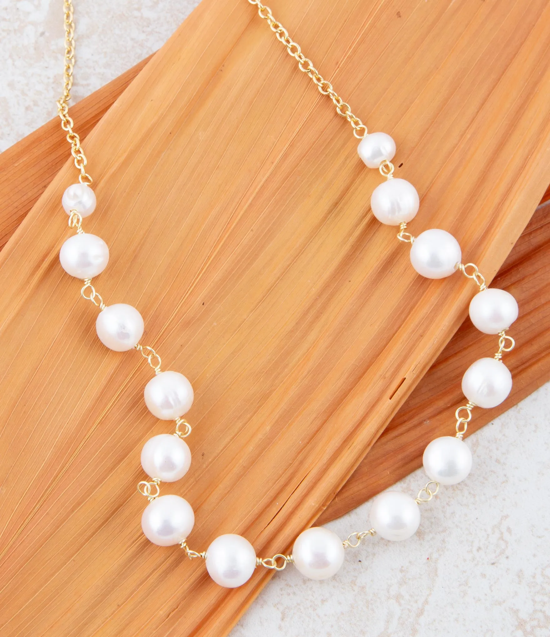 Golden Chain and White Pearl Necklaces sold by Zulily product image thumbnail 3