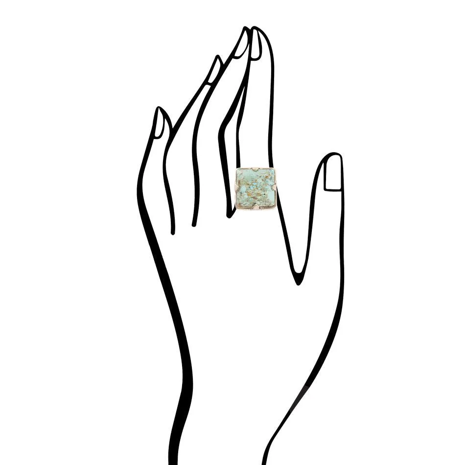 Square Statement Blue Turquoise Golden Ring sold by Zulily product image thumbnail 2