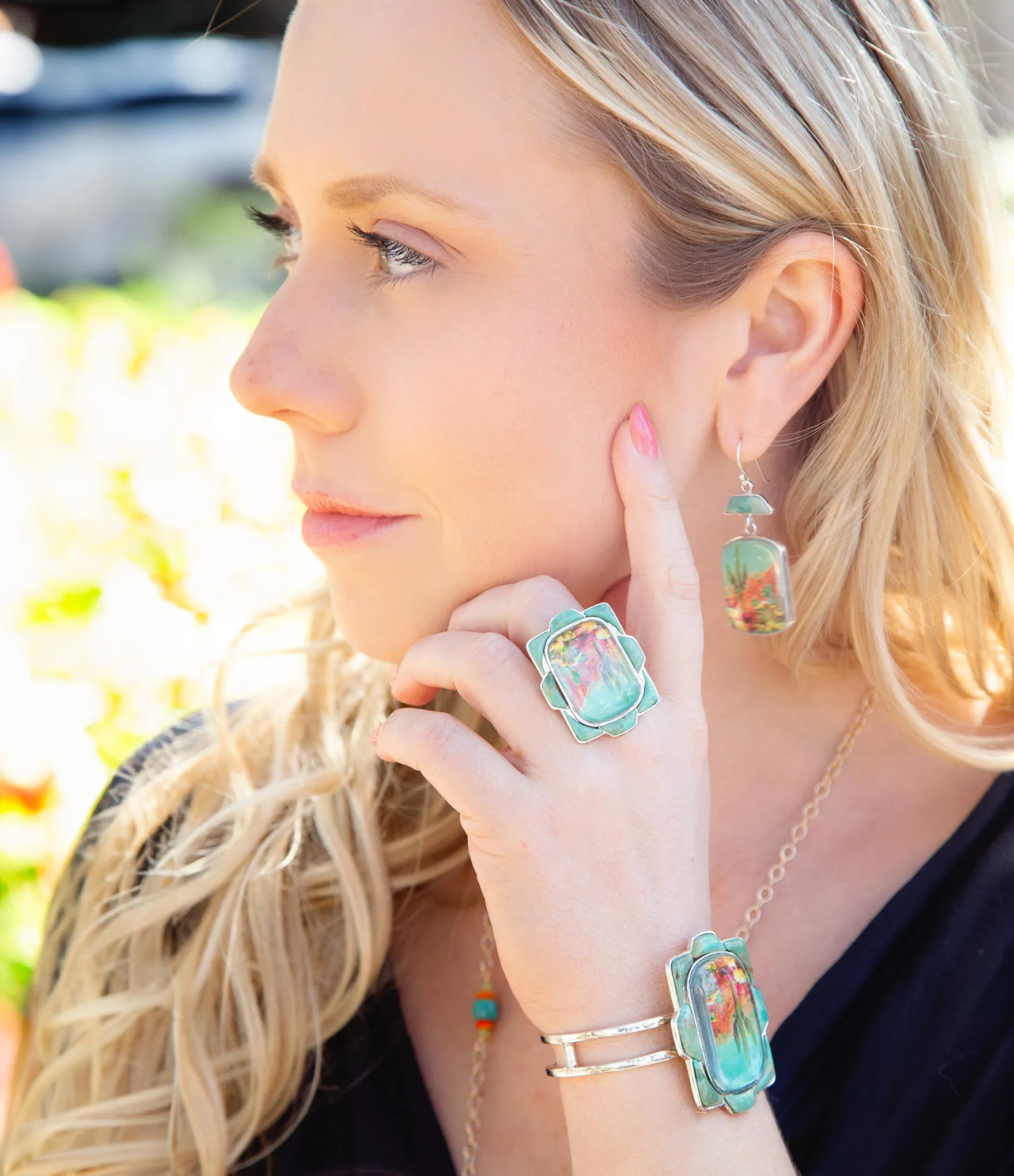 Scenic Desert Sedona Blue Turquoise Golden Ring sold by Zulily product image thumbnail 2