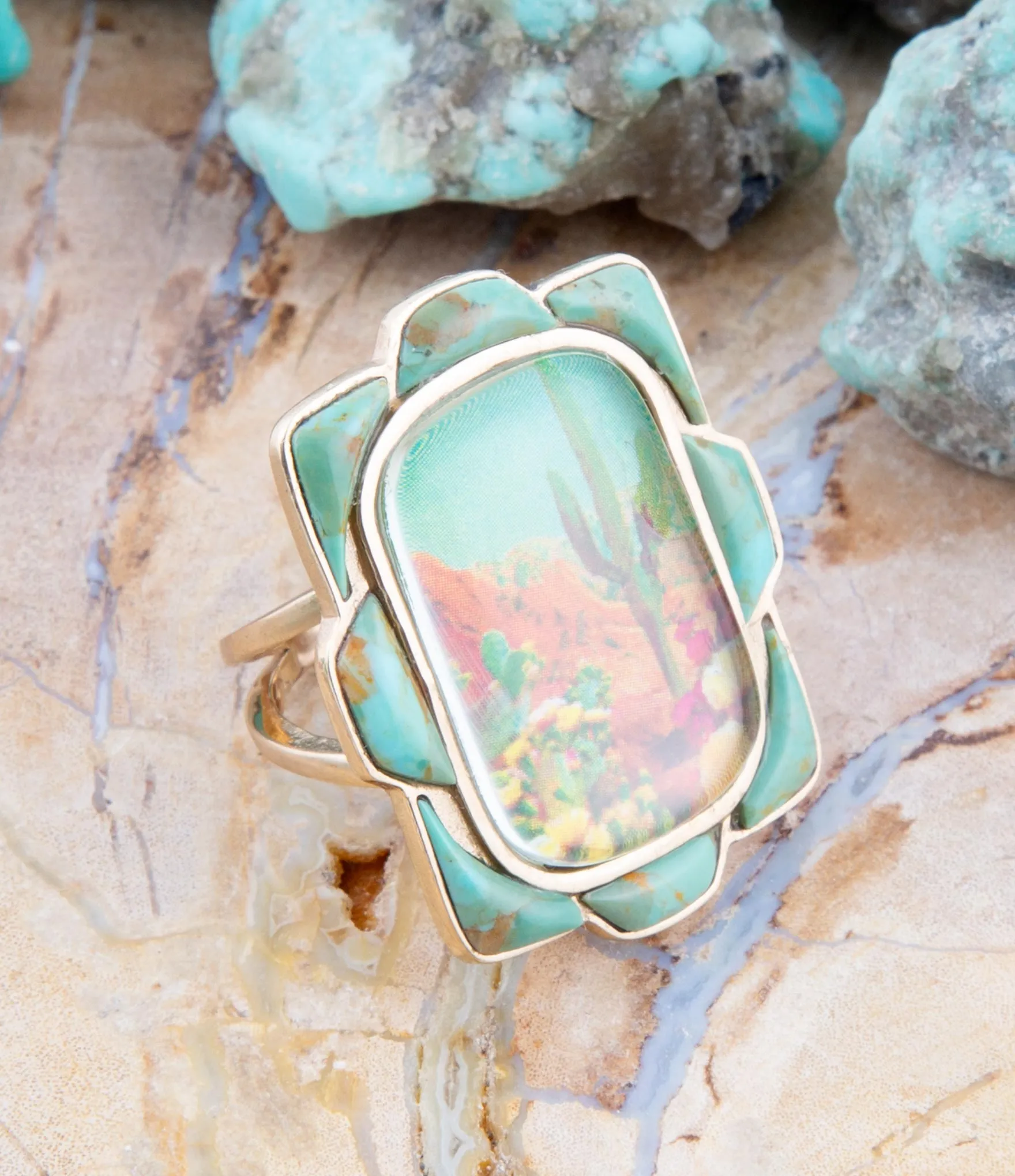 Scenic Desert Sedona Blue Turquoise Golden Ring sold by Zulily product image thumbnail 3