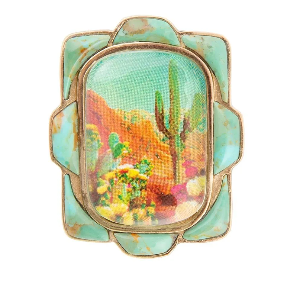 Scenic Desert Sedona Blue Turquoise Golden Ring sold by Zulily product image thumbnail 4