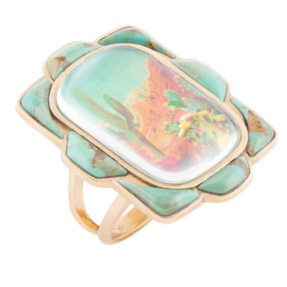 Scenic Desert Sedona Blue Turquoise Golden Ring sold by Zulily