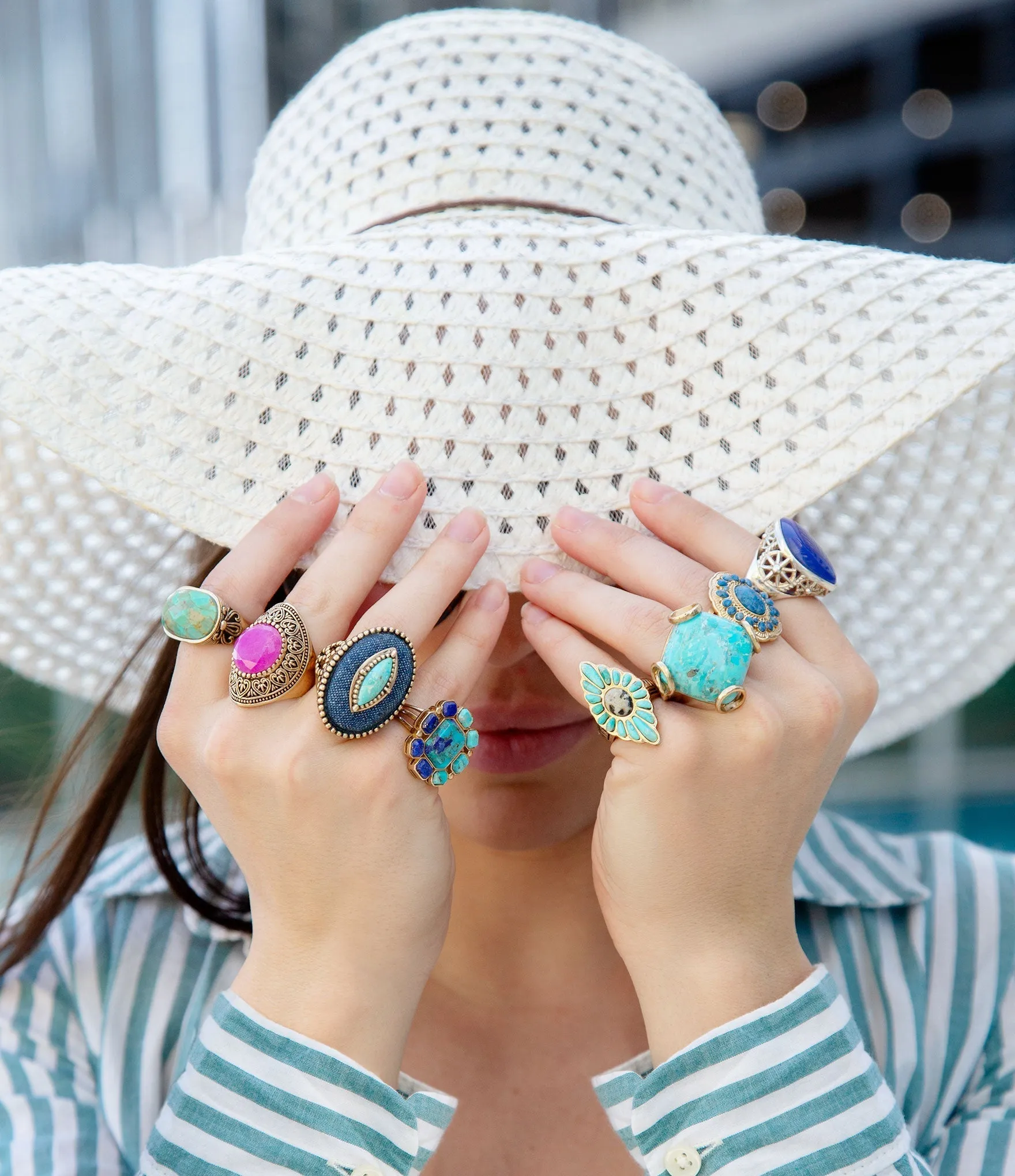 Duality Blue Lapis and Turquoise Golden Statement Ring sold by Zulily product image thumbnail 5