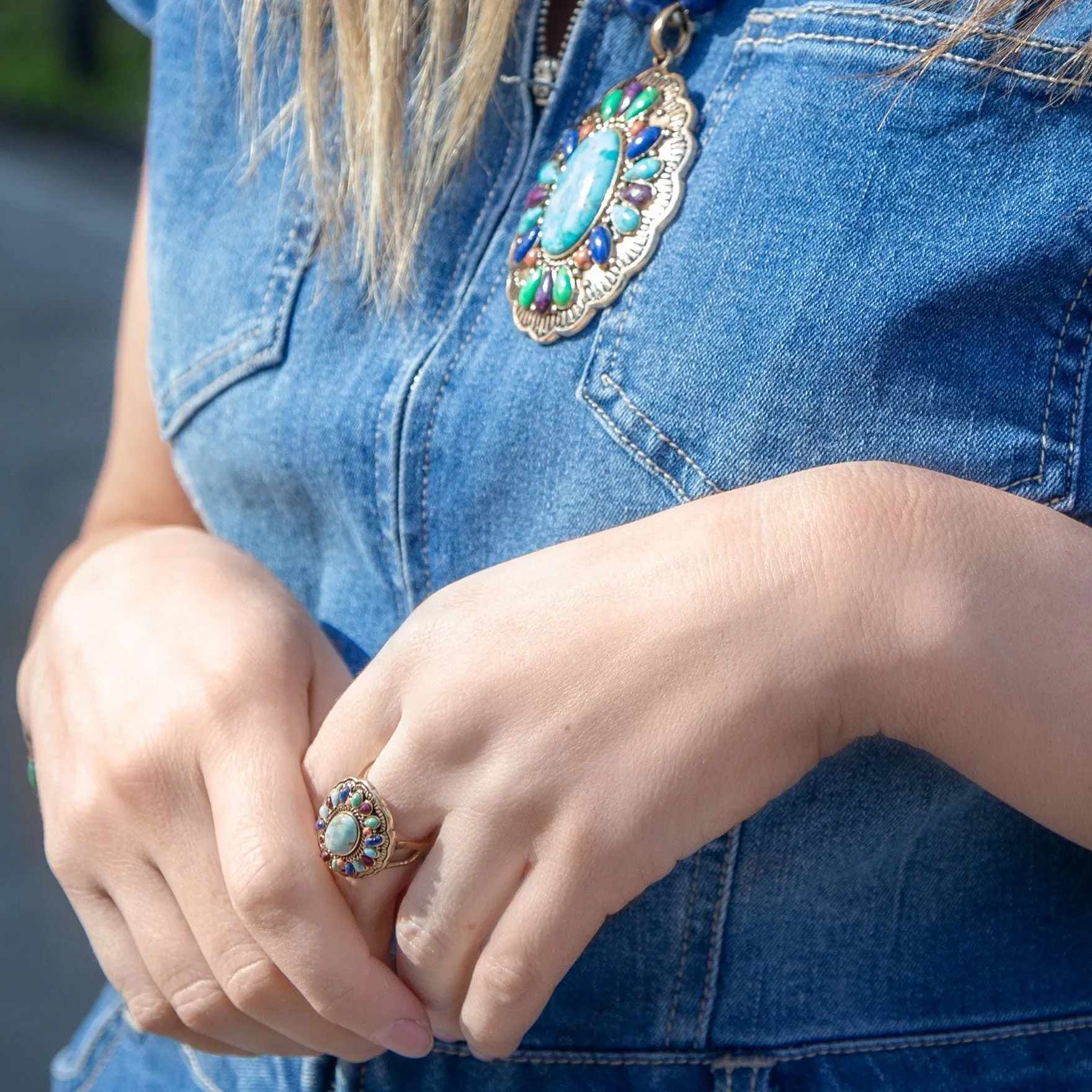 Concho Colorful Golden Statement Ring sold by Zulily product image thumbnail 2
