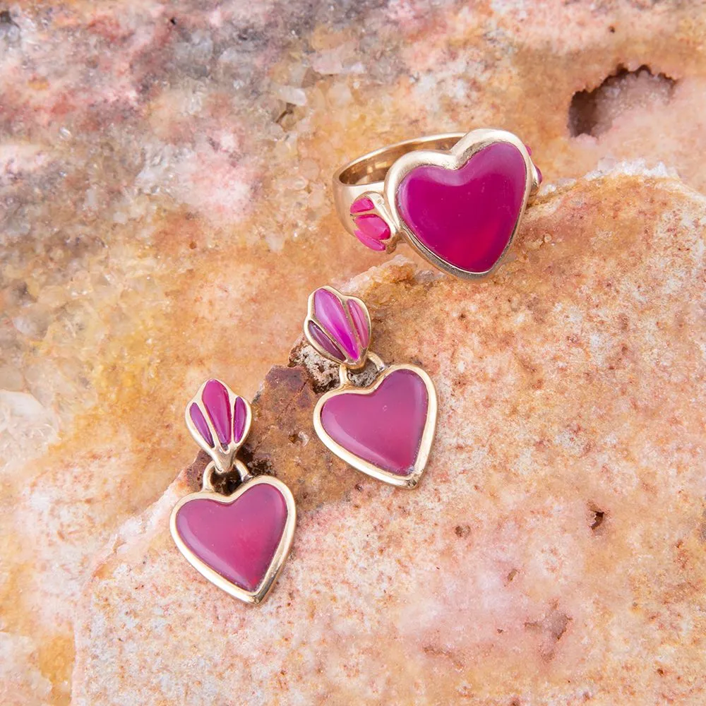 Pink Agate Heart Golden Statement Ring sold by Zulily product image thumbnail 4