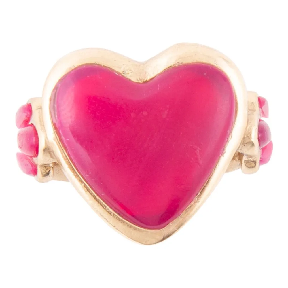 Pink Agate Heart Golden Statement Ring sold by Zulily product image thumbnail 3