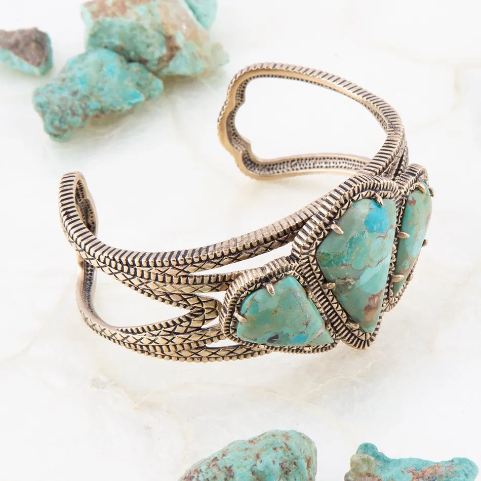 Maltese Blue Turquoise Golden Cuff Bracelet sold by Zulily product image thumbnail 4