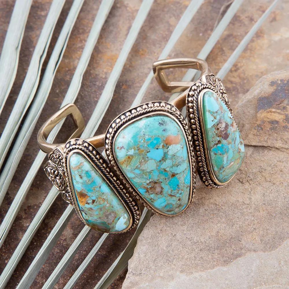 Trio Blue Turquoise Golden Cuff Bracelet sold by Zulily product image thumbnail 2