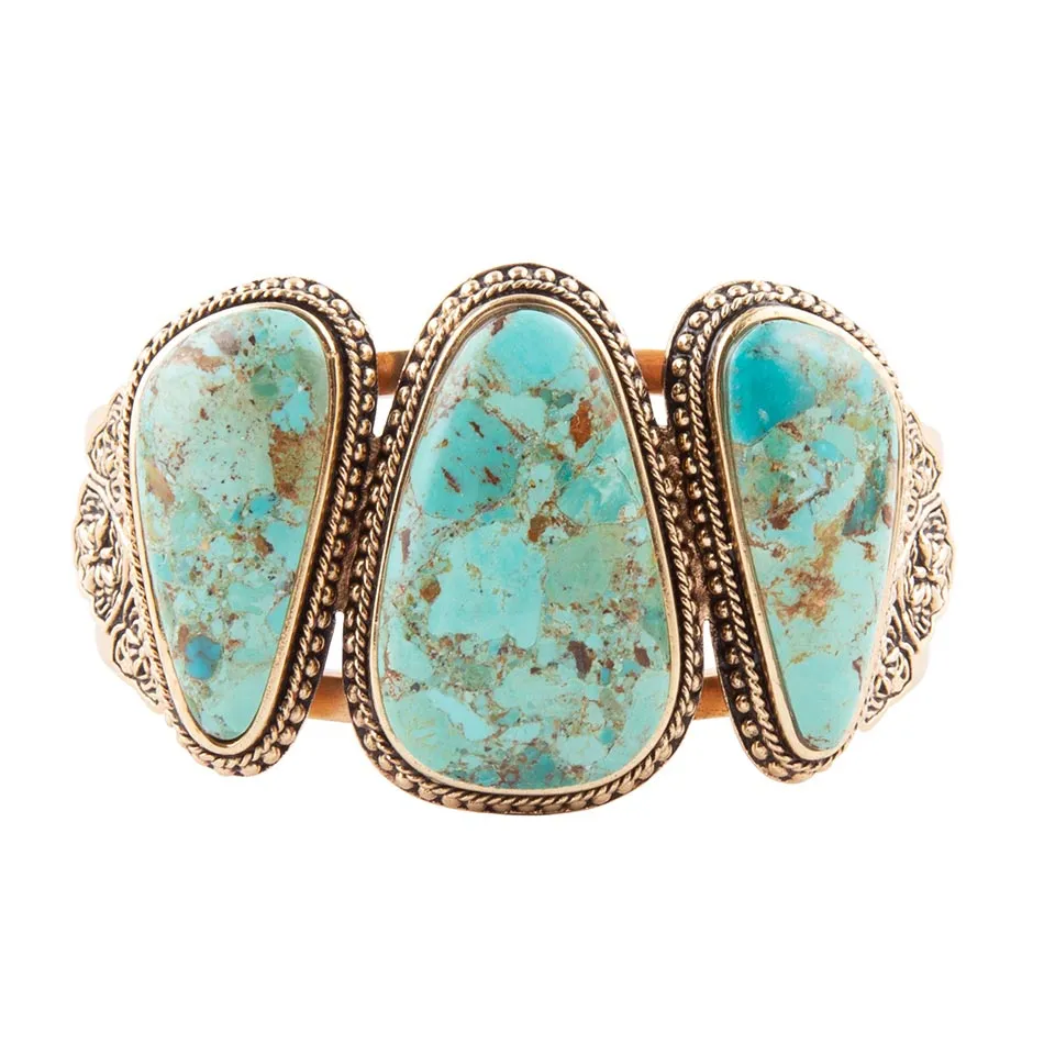 Trio Blue Turquoise Golden Cuff Bracelet sold by Zulily product image thumbnail 3