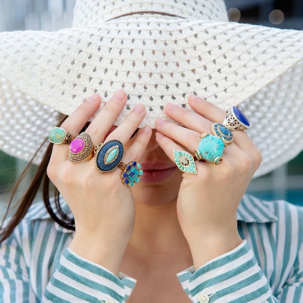 Blue Turquoise Rhombus Statement Ring sold by Zulily product image thumbnail 4