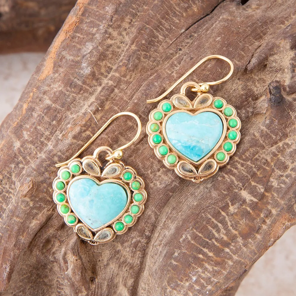 Legacy Heart Lime Green and Blue Turquoise Golden Drop Earrings sold by Zulily product image thumbnail 3