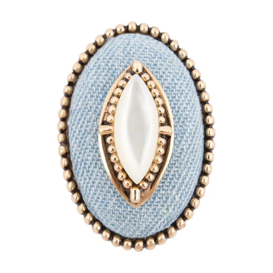 Denim Dreams White Mother of Pearl Golden Statement Ring sold by Zulily product image thumbnail 4