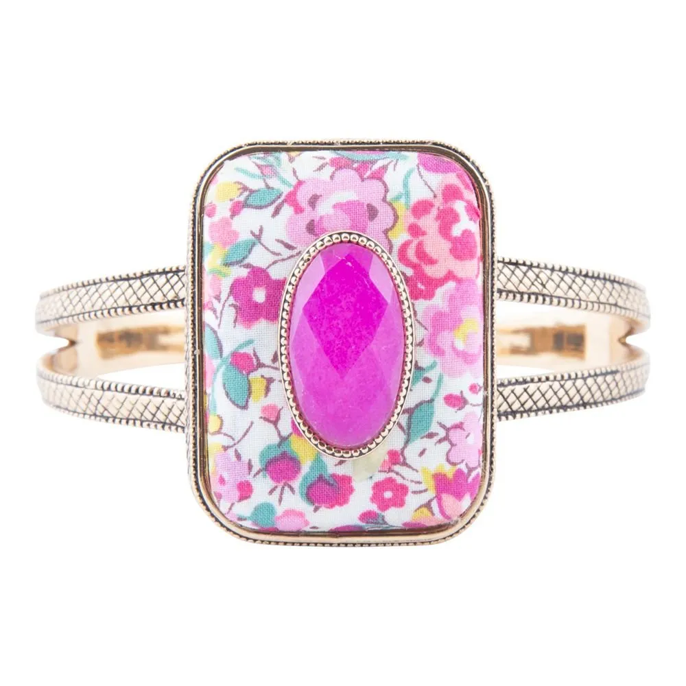 Pink Agate Stacked Stone Floral Cuff Bracelet sold by Zulily product image thumbnail 3