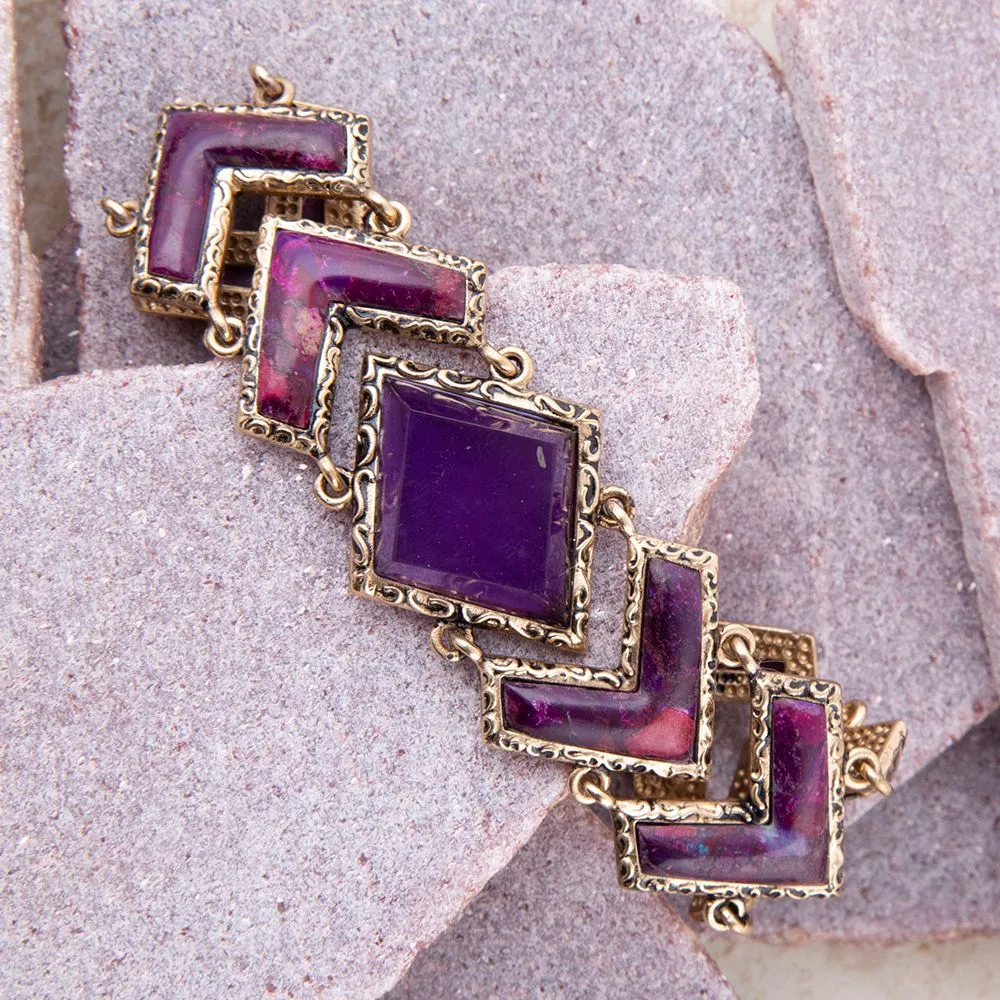 Pointedly Purple Turquoise Golden Link Bracelet sold by Zulily product image thumbnail 2