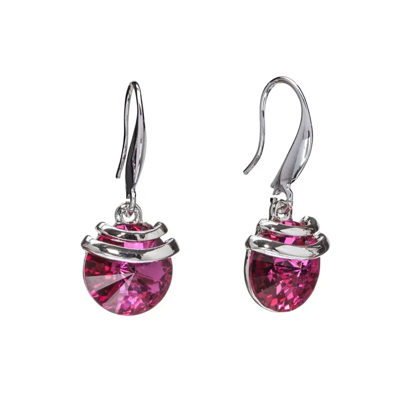 Silver Fuschia Swarovski Crystal Earrings – Spring Drop Crystal Earrings By callura made by Zulily