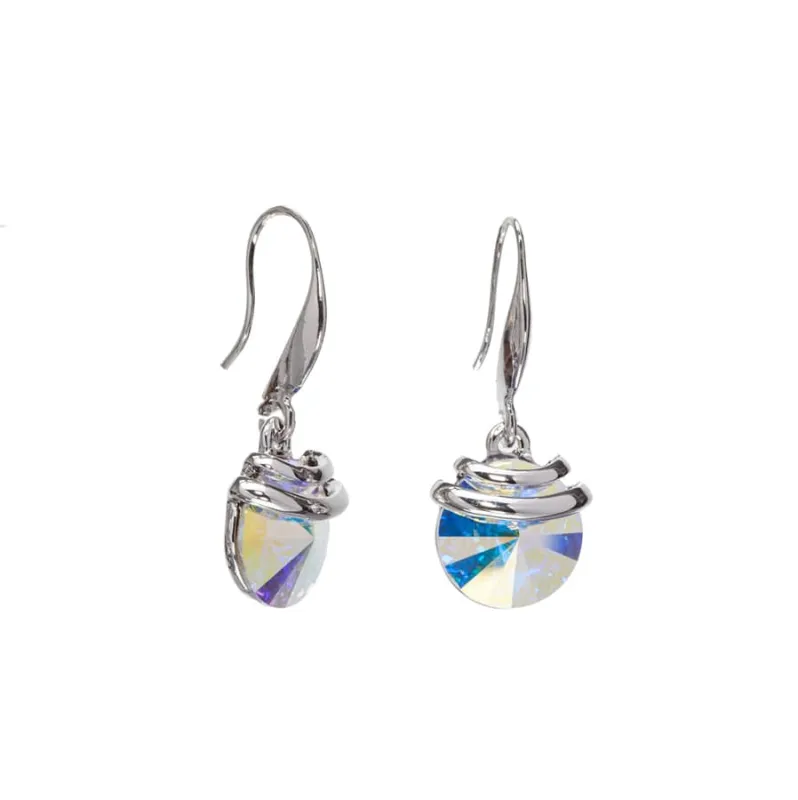 Silver Aurora Borealis Swarovski Crystal Earrings – Spring Drop Crystal Earrings By callura made by Zulily