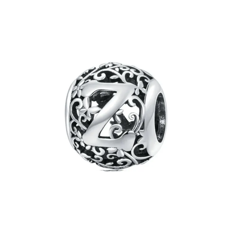 Sterling silver round alphabet charm - Z made by Zulily