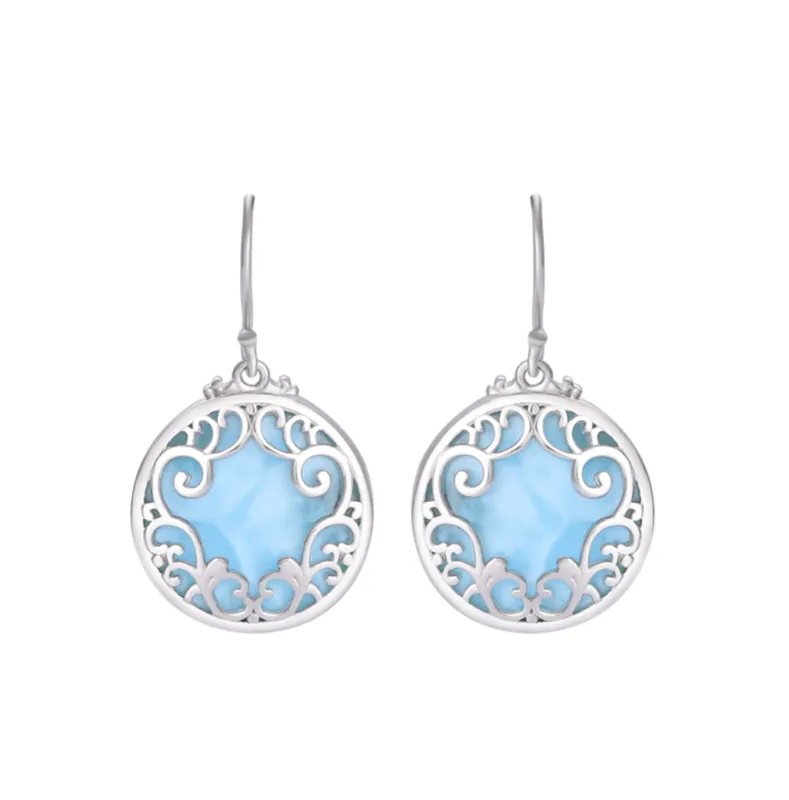 Lace-Encased Larimar Drop Earrings in Sterling Silver made by Zulily