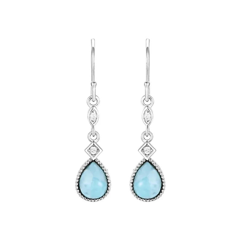 Elegant Teardrop Larimar Earrings in Sterling Silver made by Zulily