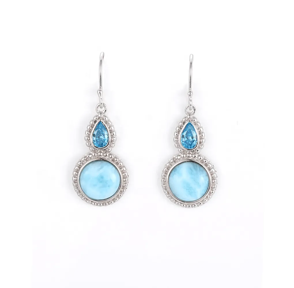 Circle Drop Earrings with Larimar and Teardrop Accent Gem in Sterling Silver sold by Zulily product image thumbnail 2