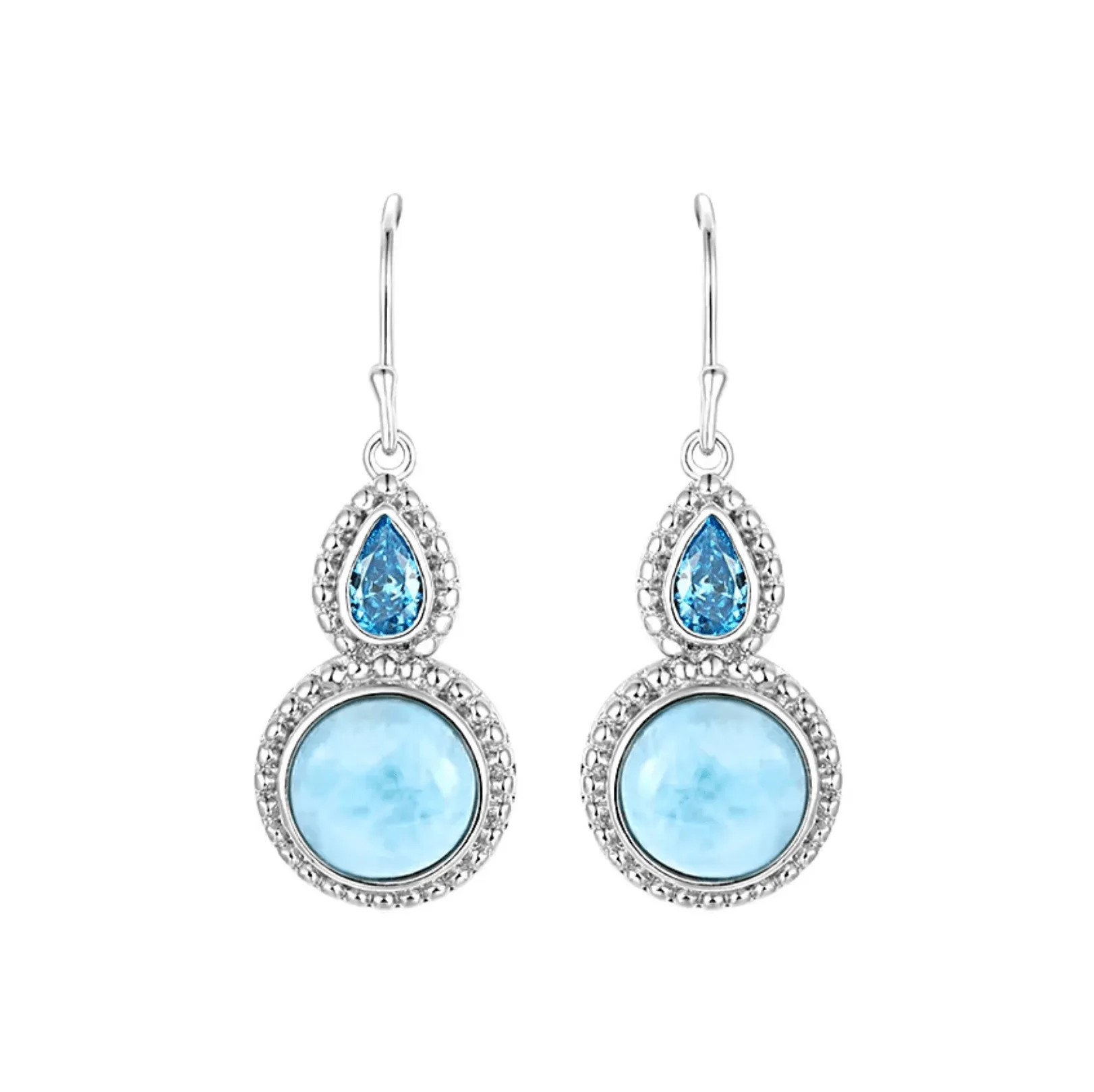 Circle Drop Earrings with Larimar and Teardrop Accent Gem in Sterling Silver sold by Zulily