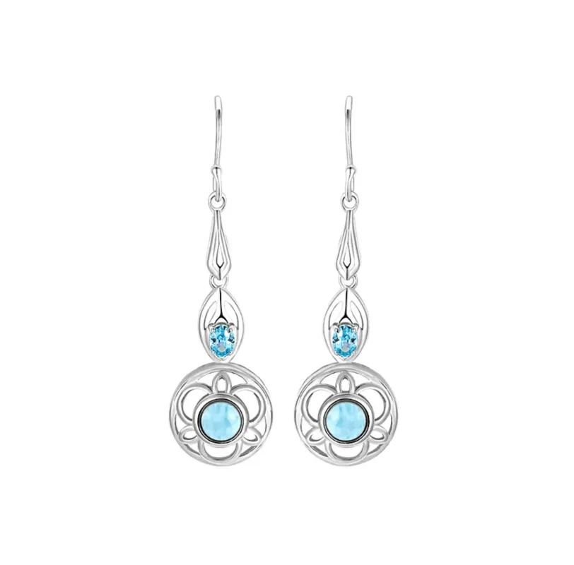 Delicate Cutout Drop Larimar Earrings in Sterling Silver made by Zulily