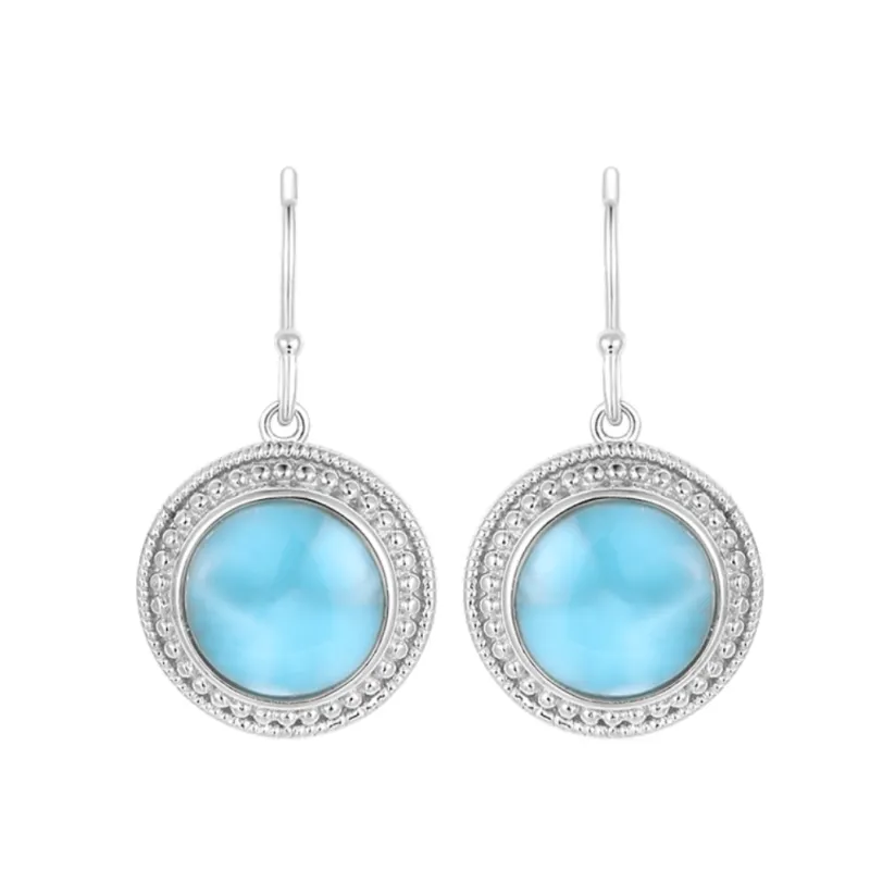 Vintage Circle Larimar Drop Earrings in Sterling Silver made by Zulily