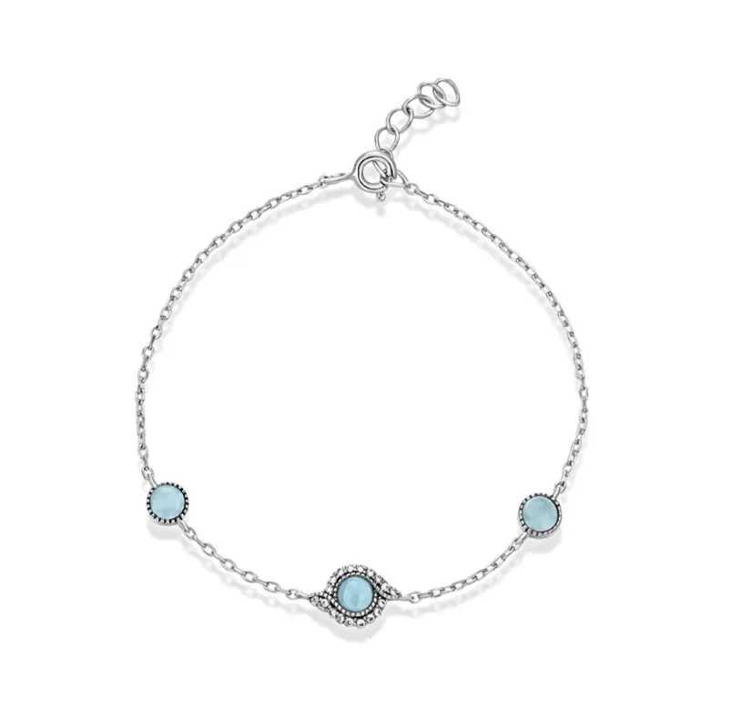 Vintage Three-Stone Larimar Bracelet in Sterling Silver made by Zulily