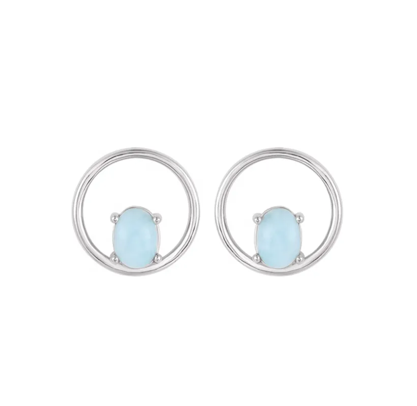 Cutout Circle Larimar Stud Earrings in Sterling Silver made by Zulily