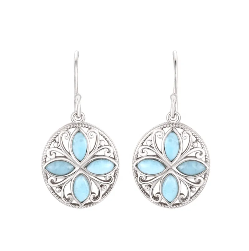 Vintage Clover Larimar Drop Earrings in Sterling Silver made by Zulily