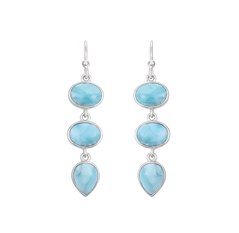 Organic Larimar Drop Earrings in Sterling Silver made by Zulily