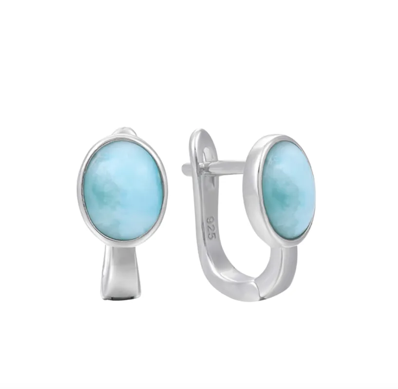 Oval Larimar Leverback Earrings in Sterling Silver made by Zulily