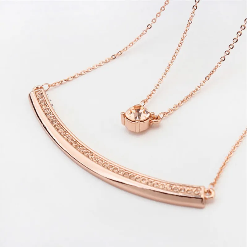 Rosegold Peach Swarovski Crystal Necklace – Layered Bar Necklace With Swarovski Crystals By callura made by Zulily