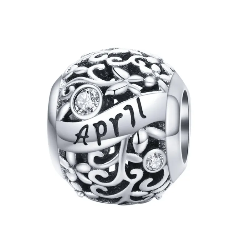 Sterling silver birthstone charm bead - April made by Zulily