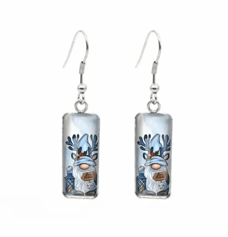 Don't AsK Rectangular Art-Print Drop Earrings – Blue Gnome – Lightweight Dangle Earrings for Women made by Zulily