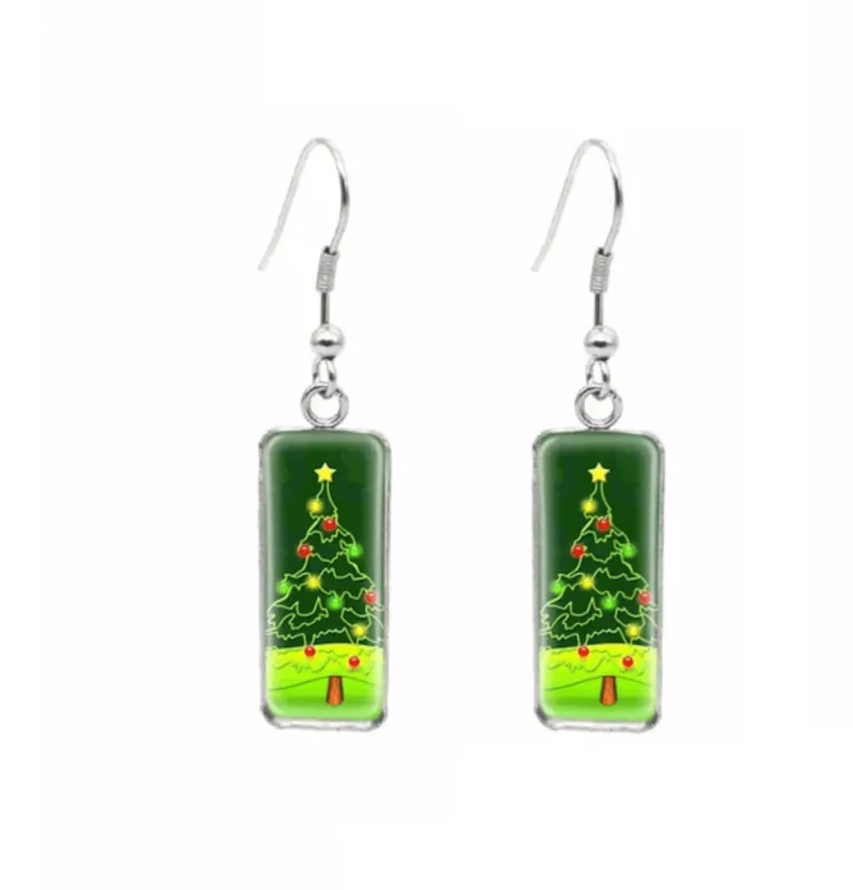Don't AsK Rectangular Art-Print Drop Earrings – Tree Outline – Lightweight Dangle Earrings for Women made by Zulily