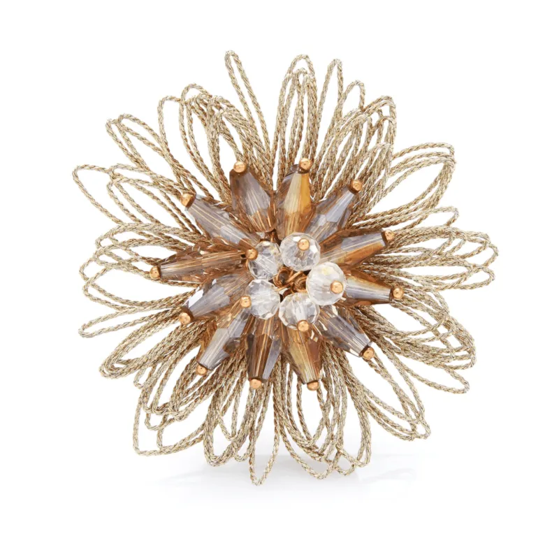 Don't AsK Clustered Crystal Flower Brooch in Champagne made by Zulily