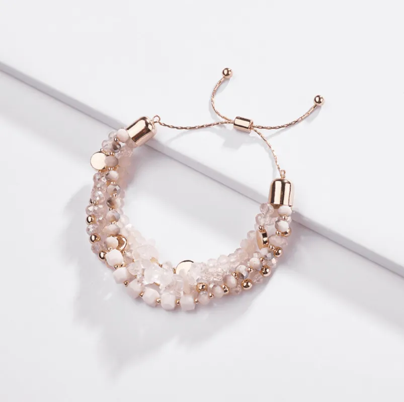 Rose Goldtone Pink Multi-Strand Adjustable Bracelet made by Zulily