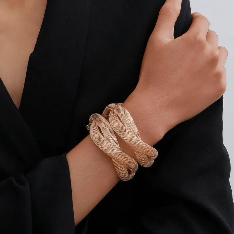 Goldtone Twisted Mesh Cuff Bracelet made by Zulily