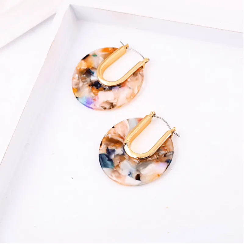 Multicolour Faux Tortoise Shell Hoop Earrings made by Zulily