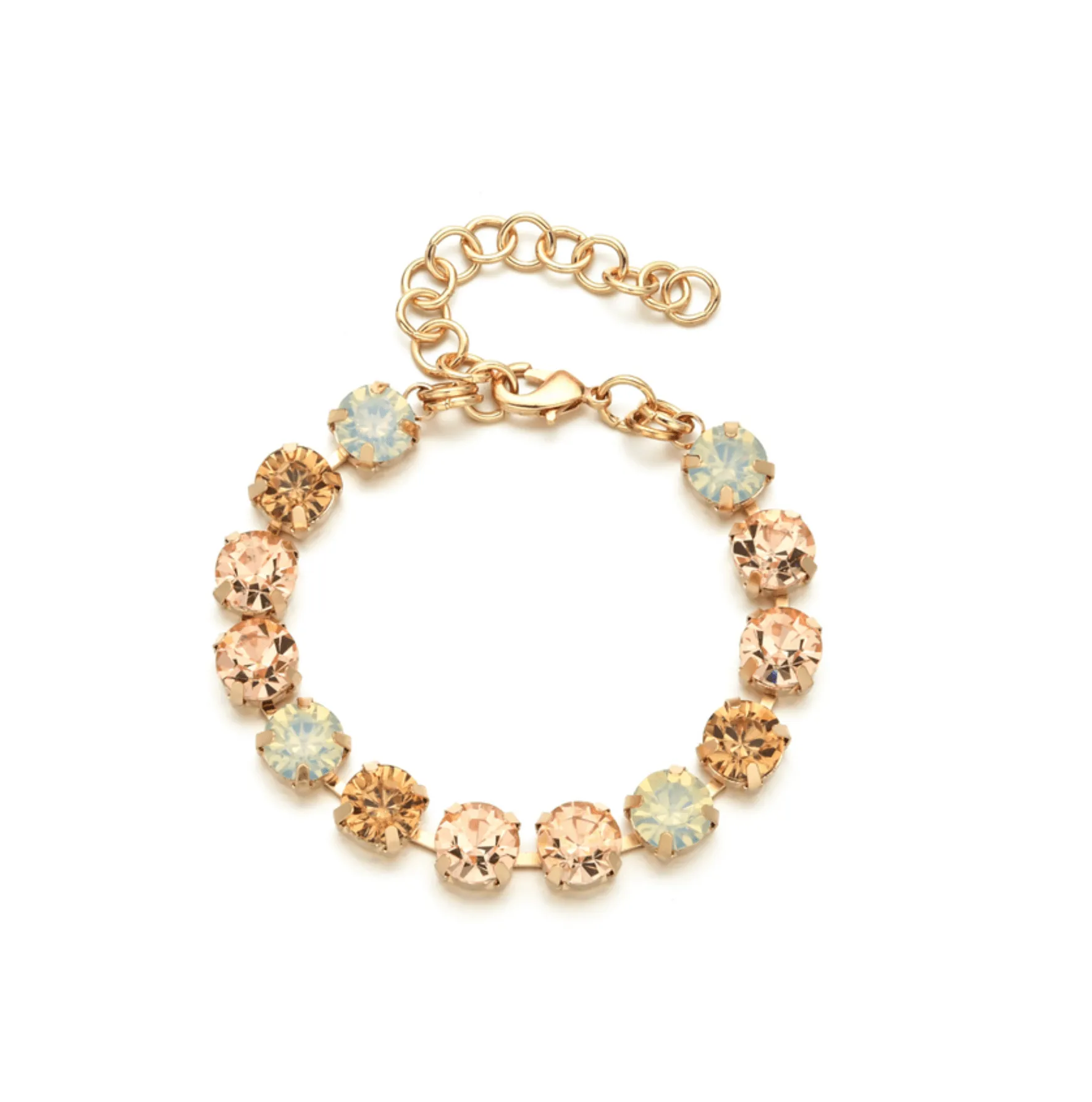 Goldtone Pink Amber Green Crystal Bracelet sold by Zulily