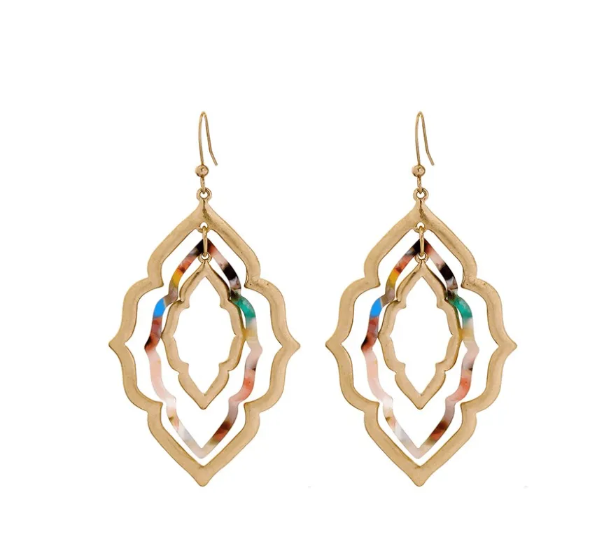 Goldtone Multicolour Geometric Drop Earrings made by Zulily