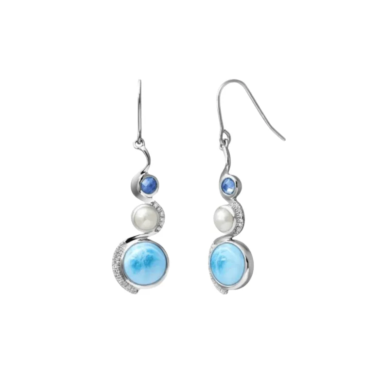 Sterling Silver Swirl Drop Earrings with Larimar & CZ Accents made by Zulily