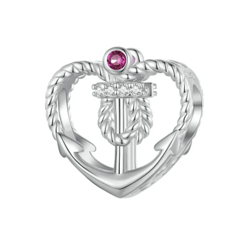 Sterling silver anchor heart charm made by Zulily
