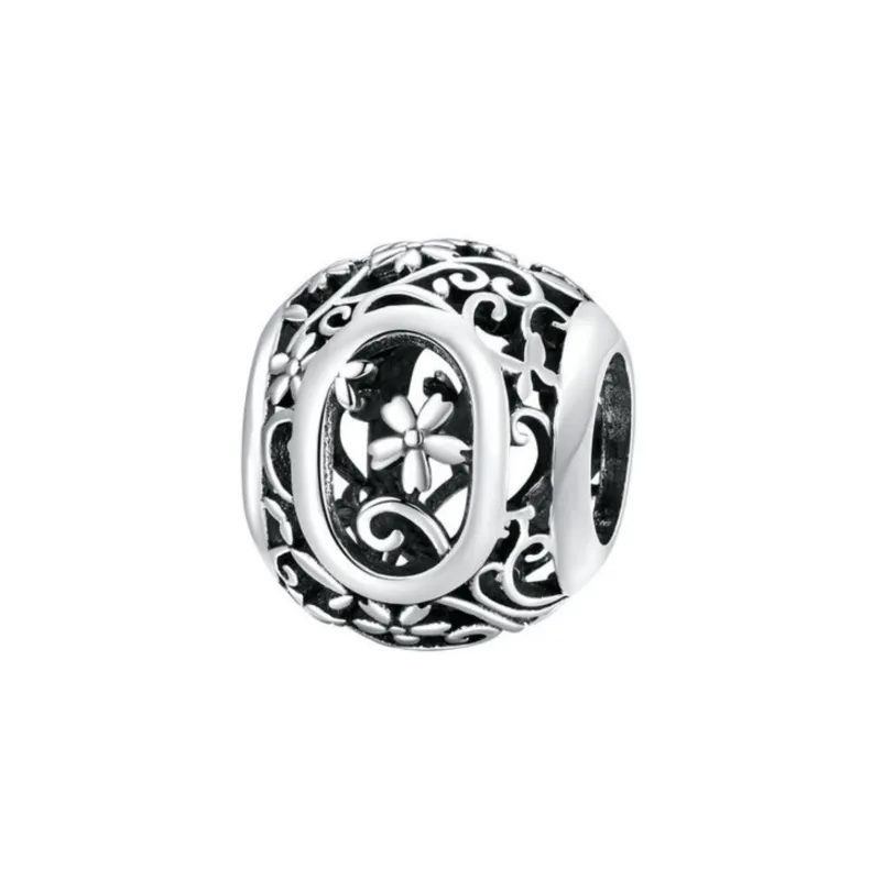 Sterling silver round alphabet charm - O made by Zulily