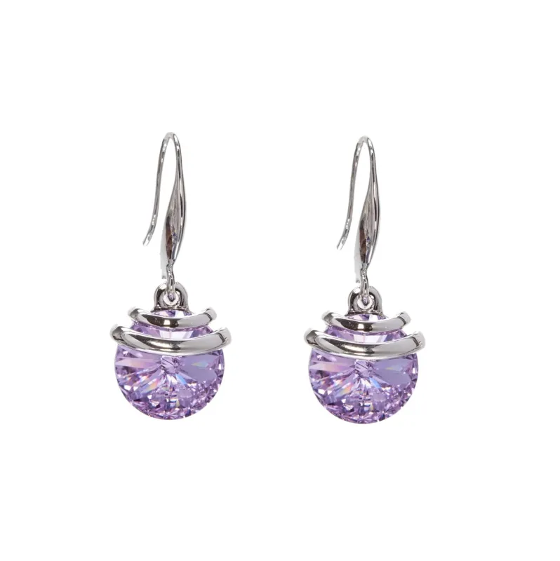 Silver Violet Swarovski Crystal Earrings – Spring Drop Crystal Earrings By callura made by Zulily