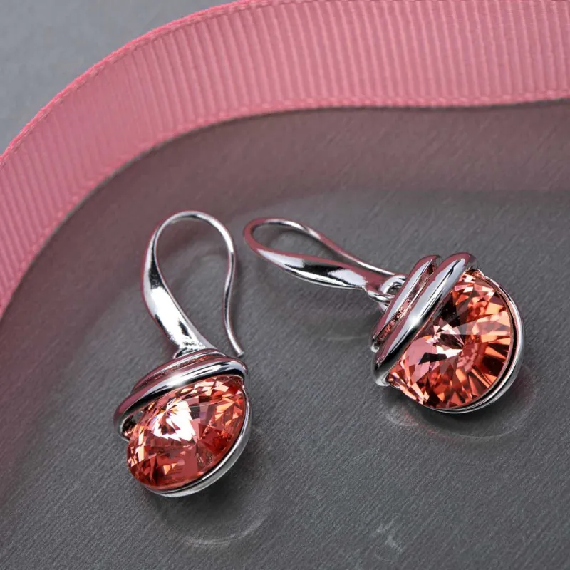 Silver Rose Peach Swarovski Crystal Earrings – Spring Drop Crystal Earrings By callura made by Zulily